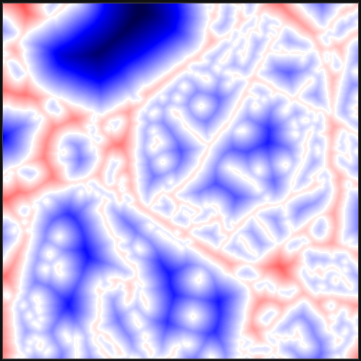2D SDF derived from HEDS porous micrograph via Chan-Vese segmentation